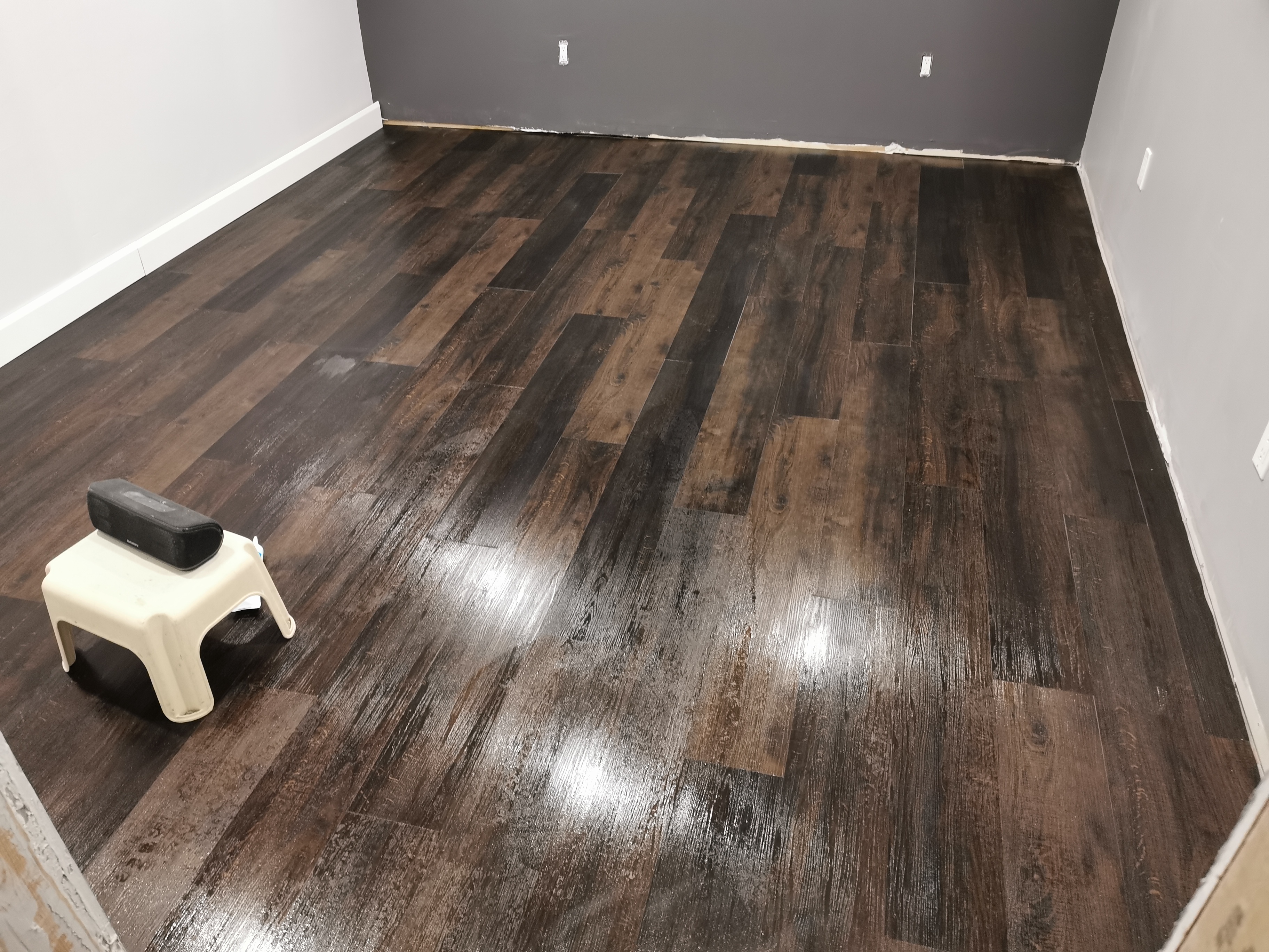 Here is an image of a flooring or stair renovation.