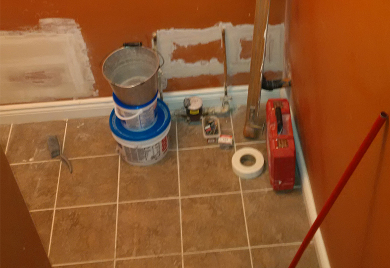 Here is an image of a renovation for walls flooring or ceiling repair.